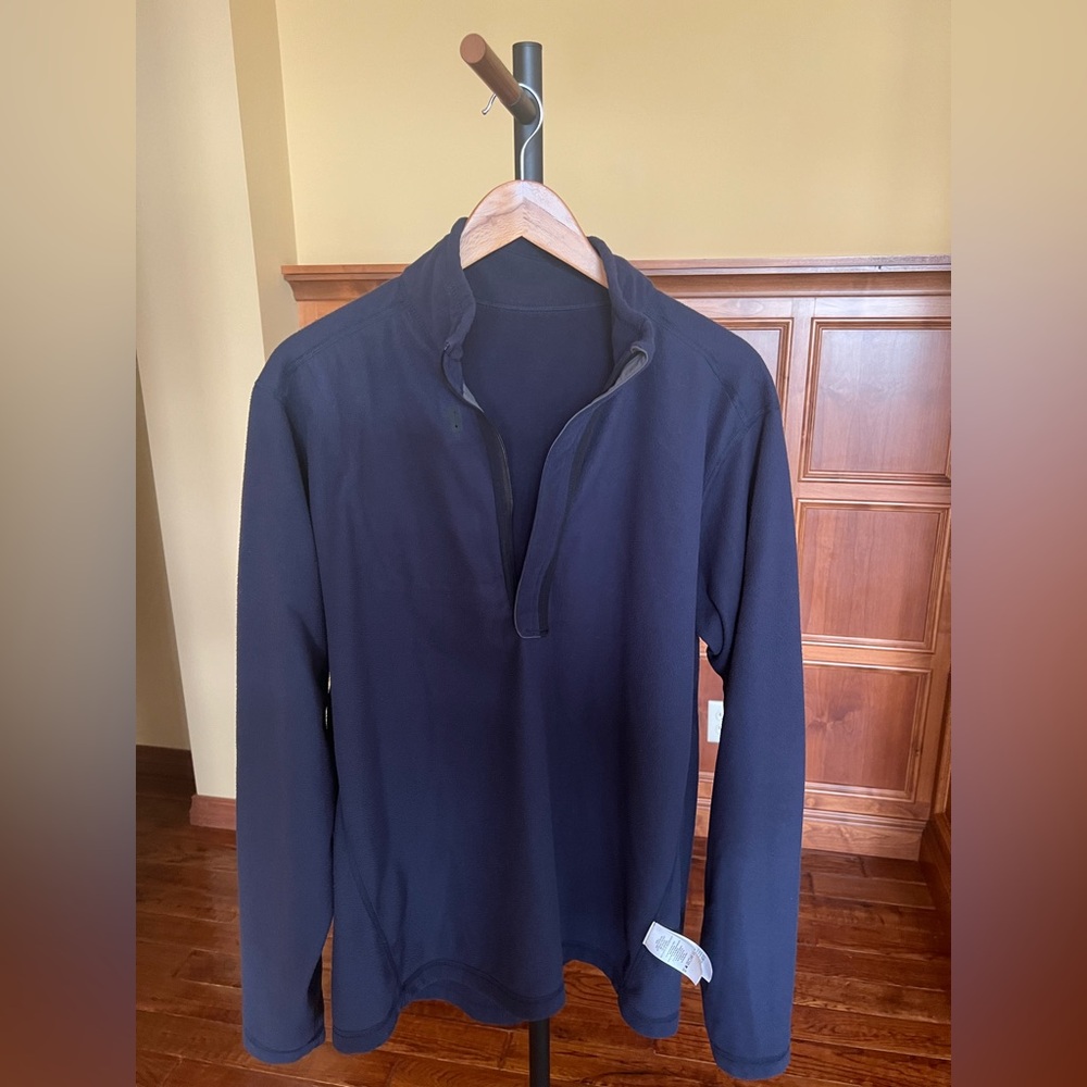 Eddie Bauer Pullover Men’s Fleece 1/2 Zip Navy Blue Size L Tall - Picture 10 of 12